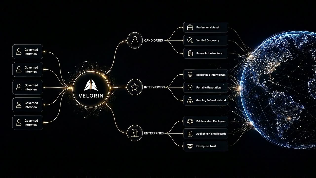 Diagram of the Velorin connected interview network